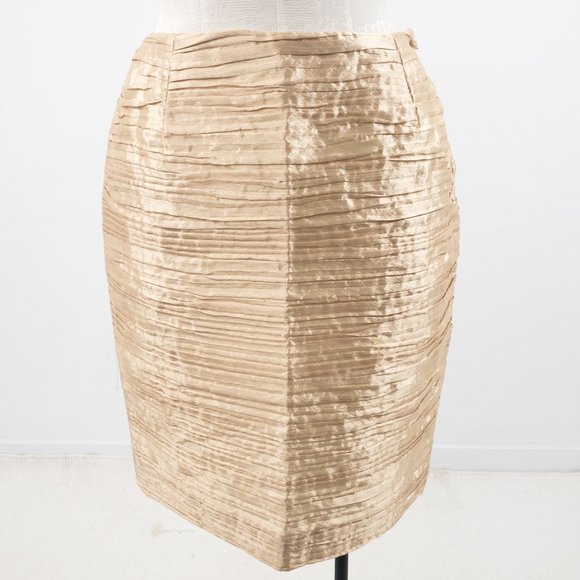 Vintage 80s 8 Formal Skirt Suit Dress Set Gold - Picture 3 of 15